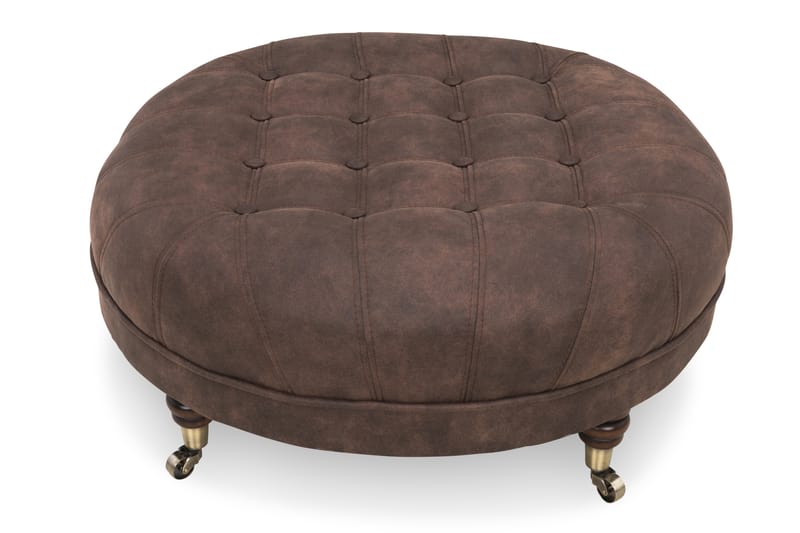 Jalkarahi Chester Deluxe Pyöreä 80 cm Vintage - Tummanruskea - Chesterfield-rahi - Rahi