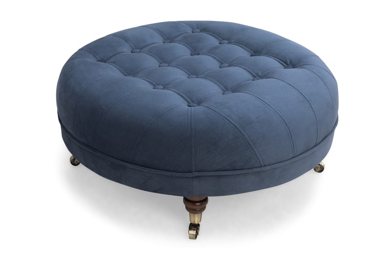 Jalkarahi Chester Deluxe Pyöreä 80 cm Sametti - Petroolinsininen - Huonekalut - Tuoli & nojatuoli - Jakkara & jalkarahi - Rahi
 - Chesterfield-rahi