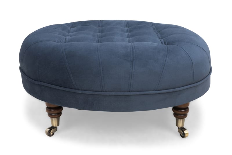 Jalkarahi Chester Deluxe Pyöreä 80 cm Sametti - Petroolinsininen - Huonekalut - Tuoli & nojatuoli - Jakkara & jalkarahi - Rahi
 - Chesterfield-rahi