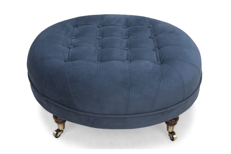 Jalkarahi Chester Deluxe Pyöreä 80 cm Sametti - Petroolinsininen - Huonekalut - Tuoli & nojatuoli - Jakkara & jalkarahi - Rahi
 - Chesterfield-rahi