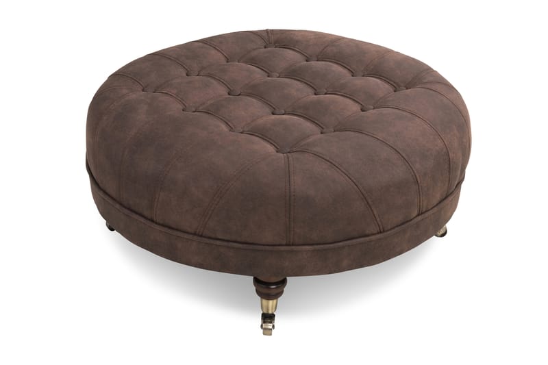 Jalkarahi Chester Deluxe Pyöreä 80 cm Vintage - Tummanruskea - Huonekalut - Tuoli & nojatuoli - Jakkara & jalkarahi - Rahi
 - Chesterfield-rahi