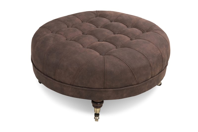 Jalkarahi Chester Deluxe Pyöreä 80 cm Vintage - Tummanruskea - Chesterfield-rahi - Rahi