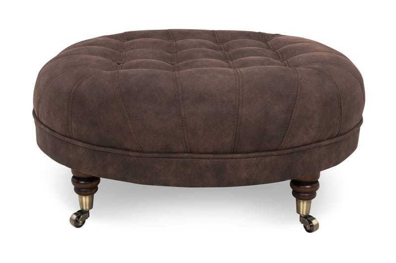 Jalkarahi Chester Deluxe Pyöreä 80 cm Vintage - Tummanruskea - Chesterfield-rahi - Rahi