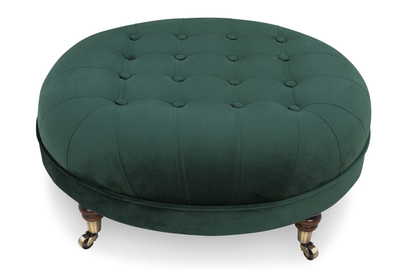 Jalkarahi Chester Deluxe Pyöreä 80 cm Sametti - Tummanvihreä - Huonekalut - Tuoli & nojatuoli - Jakkara & jalkarahi - Rahi
 - Chesterfield-rahi