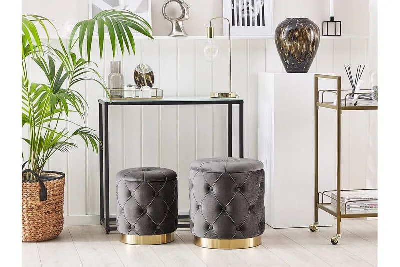 Jalkarahi Elofsrud Säilytyksellä 2-pak - Harmaa - Huonekalut - Tuoli & nojatuoli - Jakkara & jalkarahi - Rahi - Rahi säilytystilalla