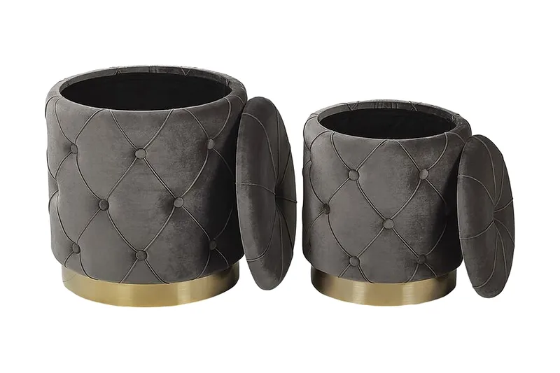 Jalkarahi Elofsrud Säilytyksellä 2-pak - Harmaa - Huonekalut - Tuoli & nojatuoli - Jakkara & jalkarahi - Rahi - Rahi säilytystilalla