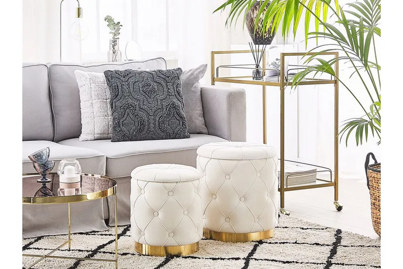 Jalkarahi Elofsrud Säilytyksellä 2-pak - Valkoinen - Huonekalut - Tuoli & nojatuoli - Jakkara & jalkarahi - Rahi - Rahi säilytystilalla