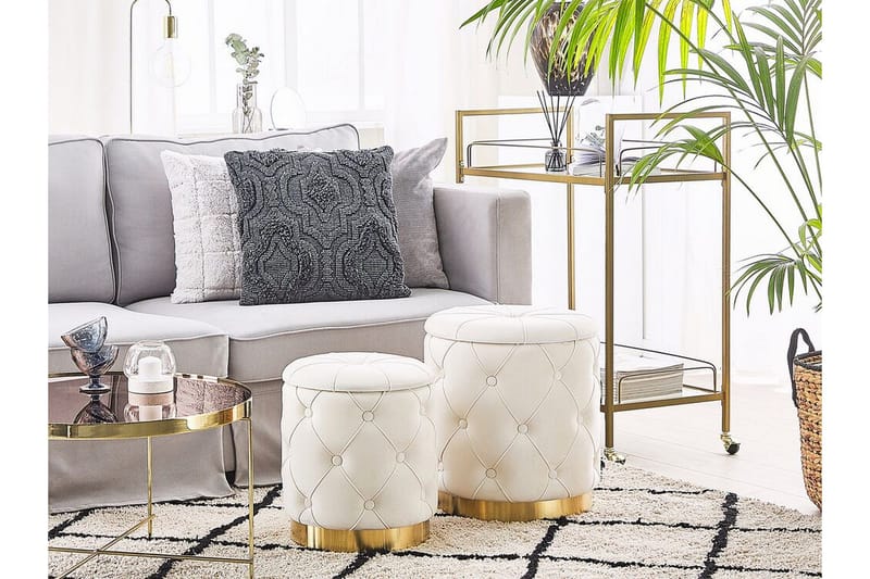 Jalkarahi Elofsrud Säilytyksellä 2-pak - Valkoinen - Huonekalut - Tuoli & nojatuoli - Jakkara & jalkarahi - Rahi - Rahi säilytystilalla