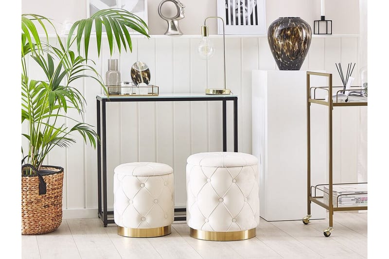 Jalkarahi Elofsrud Säilytyksellä 2-pak - Valkoinen - Huonekalut - Tuoli & nojatuoli - Jakkara & jalkarahi - Rahi - Rahi säilytystilalla