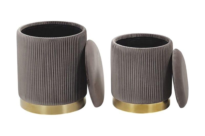 Jalkarahi Mangin säilytyksellä 2-pak - Harmaa - Huonekalut - Tuoli & nojatuoli - Jakkara & jalkarahi - Rahi