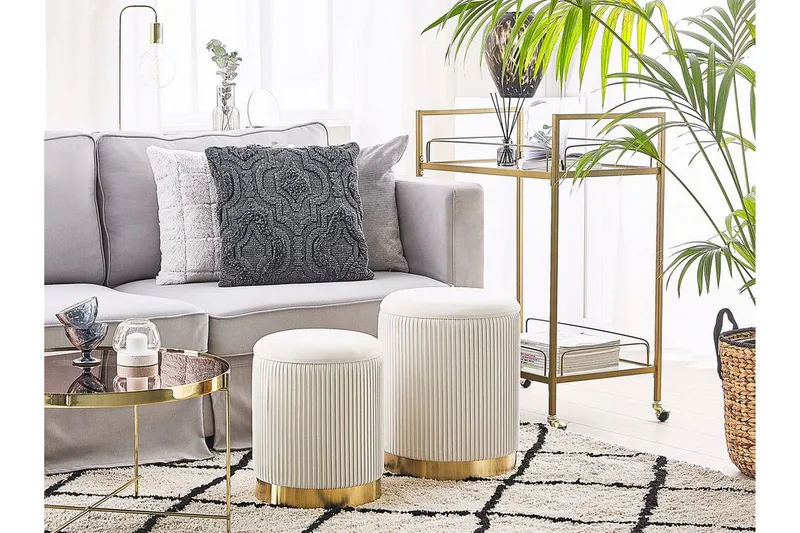 Jalkarahi Mangin säilytyksellä 2-pak - Valkoinen - Huonekalut - Tuoli & nojatuoli - Jakkara & jalkarahi - Rahi - Rahi säilytystilalla