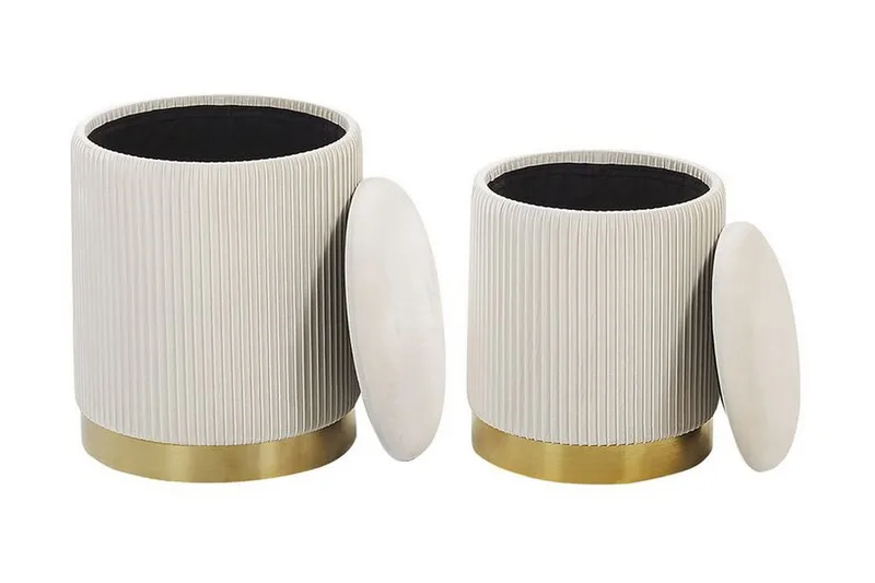 Jalkarahi Mangin säilytyksellä 2-pak - Valkoinen - Huonekalut - Tuoli & nojatuoli - Jakkara & jalkarahi - Rahi - Rahi säilytystilalla