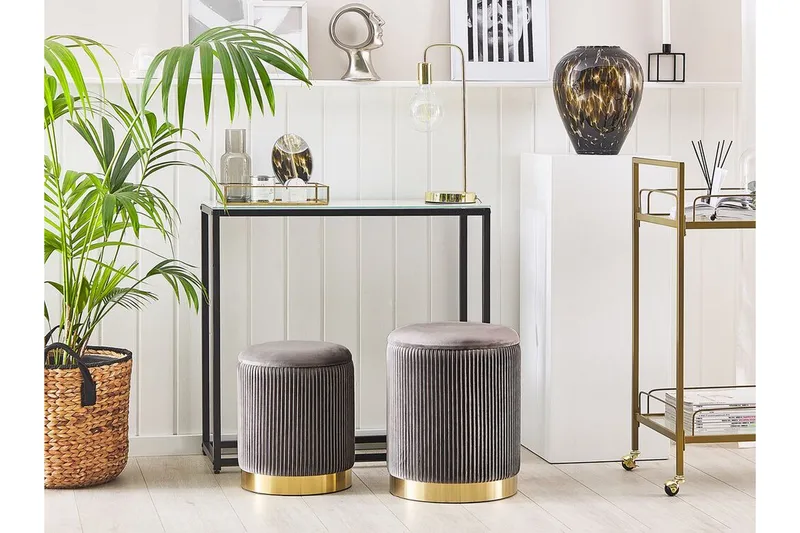 Jalkarahi Mangin säilytyksellä 2-pak - Harmaa - Huonekalut - Tuoli & nojatuoli - Jakkara & jalkarahi - Rahi