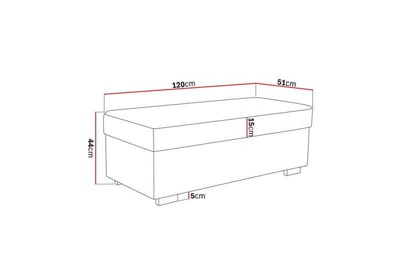 Jalkarahi Nevada säilytyksellä 120x50 - Antrasiitti - Huonekalut - Tuoli & nojatuoli - Jakkara & jalkarahi - Rahi