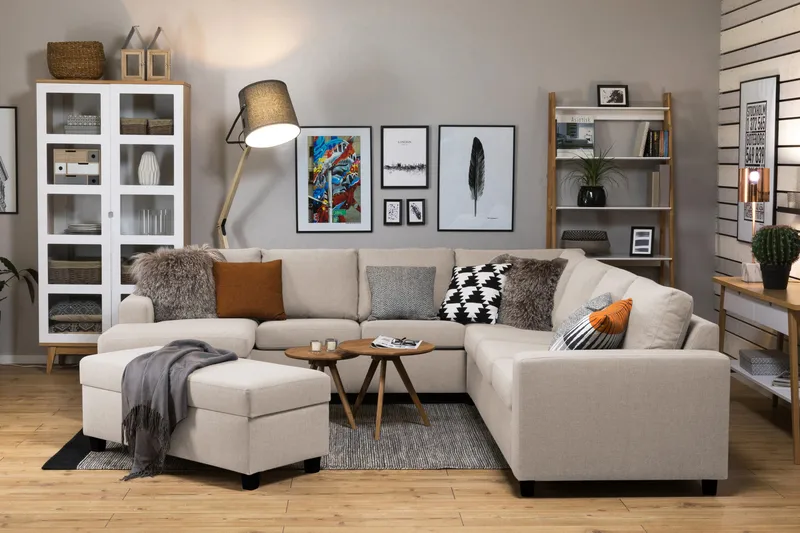 Jalkarahi Nevada säilytyksellä 120x50 - Beige - Huonekalut - Tuoli & nojatuoli - Jakkara & jalkarahi - Rahi