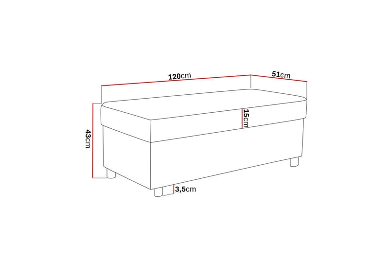 Jalkarahi Nevada säilytyksellä 120x50 - Beige - Huonekalut - Tuoli & nojatuoli - Jakkara & jalkarahi - Rahi