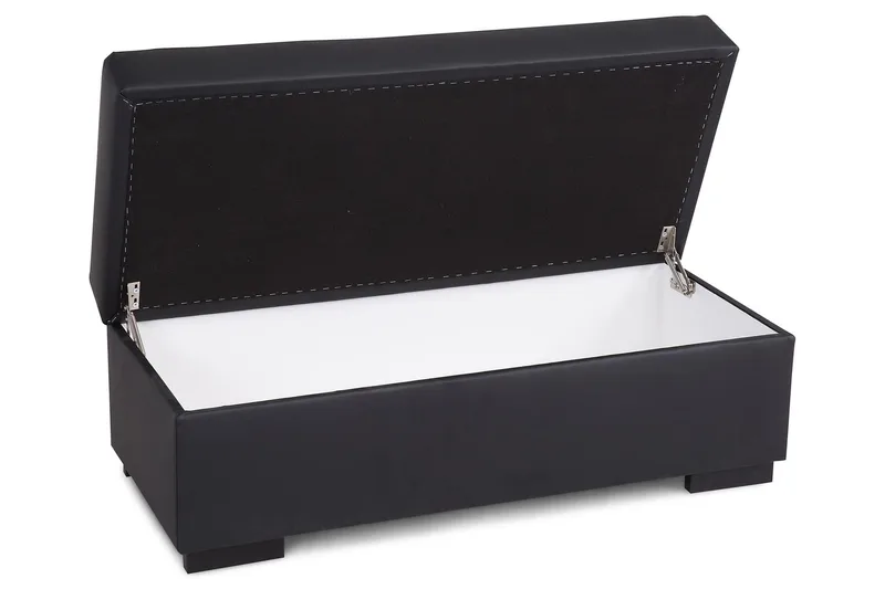 Jalkarahi Nevada säilytyksellä 120x50 - Musta Keinonahka - Huonekalut - Tuoli & nojatuoli - Jakkara & jalkarahi - Rahi