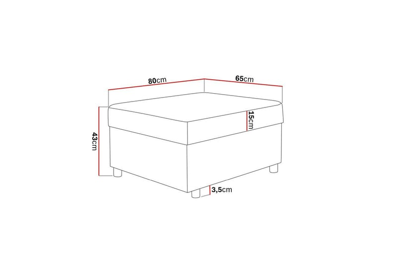 Jalkarahi Nevada säilytyksellä 80x65 - Antrasiitti - Huonekalut - Tuoli & nojatuoli - Jakkara & jalkarahi - Rahi