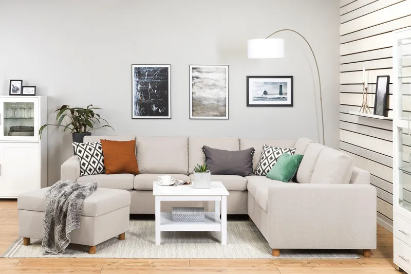 Jalkarahi Nevada säilytyksellä 80x65 - Beige - Huonekalut - Tuoli & nojatuoli - Jakkara & jalkarahi - Rahi