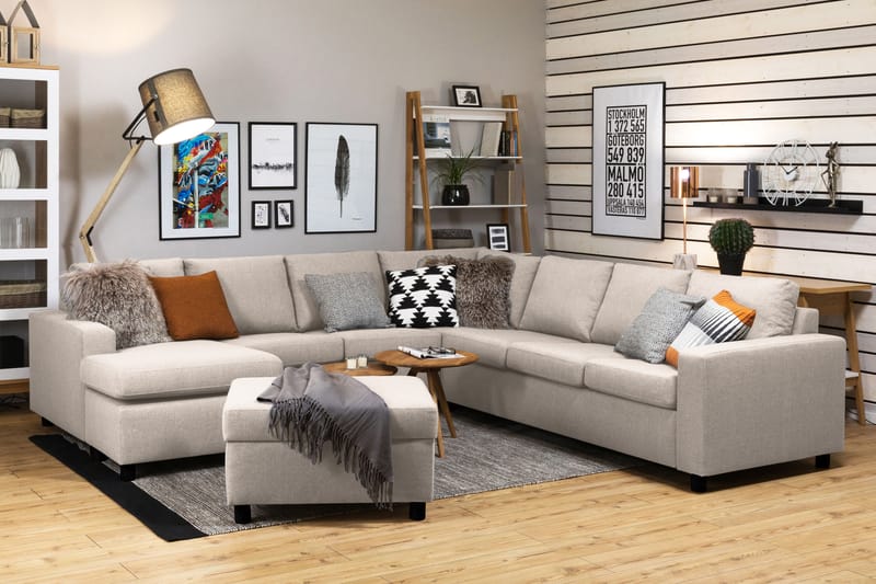 Jalkarahi Nevada säilytyksellä 80x65 - Beige - Huonekalut - Tuoli & nojatuoli - Jakkara & jalkarahi - Rahi
