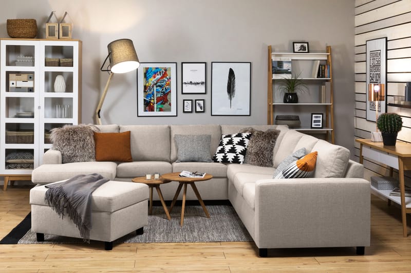 Jalkarahi Nevada säilytyksellä 80x65 - Beige - Huonekalut - Tuoli & nojatuoli - Jakkara & jalkarahi - Rahi