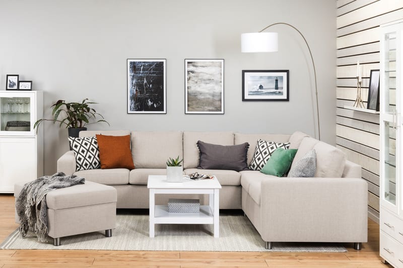 Jalkarahi Nevada säilytyksellä 80x65 - Beige - Huonekalut - Tuoli & nojatuoli - Jakkara & jalkarahi - Rahi