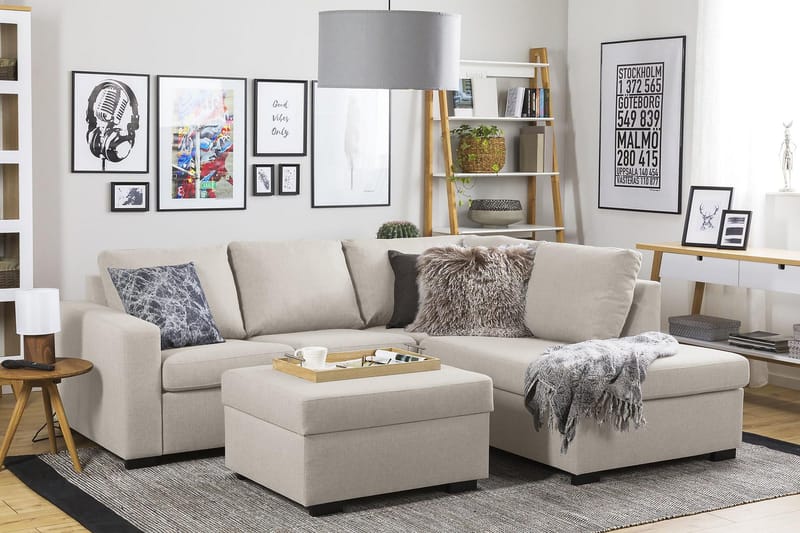 Jalkarahi Nevada säilytyksellä 80x65 - Beige - Huonekalut - Tuoli & nojatuoli - Jakkara & jalkarahi - Rahi