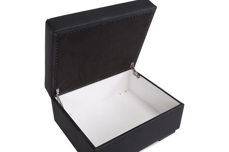 Jalkarahi Nevada säilytyksellä 80x65 - Musta Keinonahka - Huonekalut - Tuoli & nojatuoli - Jakkara & jalkarahi - Rahi