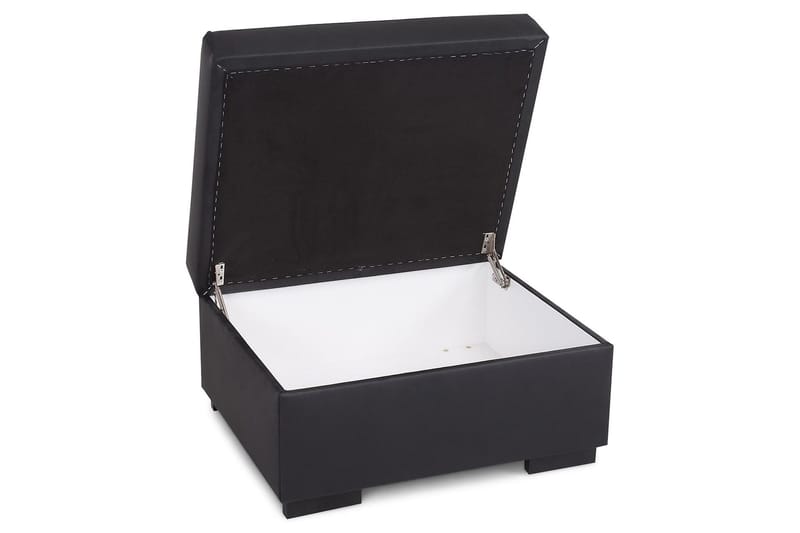 Jalkarahi Nevada säilytyksellä 80x65 - Musta Keinonahka - Huonekalut - Tuoli & nojatuoli - Jakkara & jalkarahi - Rahi