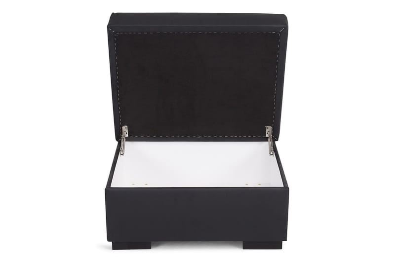 Jalkarahi Nevada säilytyksellä 80x65 - Musta Keinonahka - Huonekalut - Tuoli & nojatuoli - Jakkara & jalkarahi - Rahi