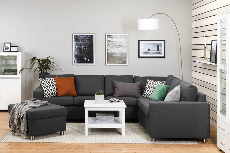 Jalkarahi Nevada säilytyksellä 80x65 - Tummanharmaa - Huonekalut - Tuoli & nojatuoli - Jakkara & jalkarahi - Rahi