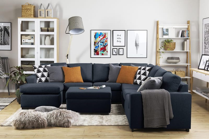 Jalkarahi Nevada säilytyksellä 80x65 - Tummansininen - Huonekalut - Tuoli & nojatuoli - Jakkara & jalkarahi - Rahi