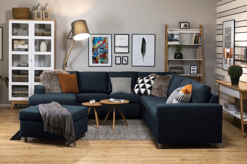 Jalkarahi Nevada säilytyksellä 80x65 - Tummansininen - Huonekalut - Tuoli & nojatuoli - Jakkara & jalkarahi - Rahi