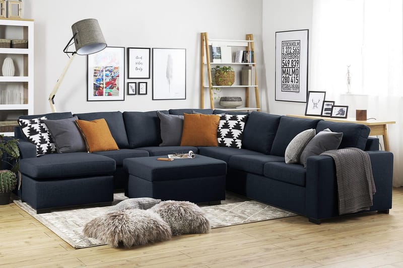 Jalkarahi Nevada säilytyksellä 80x65 - Tummansininen - Huonekalut - Tuoli & nojatuoli - Jakkara & jalkarahi - Rahi