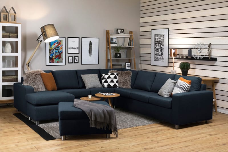 Jalkarahi Nevada säilytyksellä 80x65 - Tummansininen - Huonekalut - Tuoli & nojatuoli - Jakkara & jalkarahi - Rahi