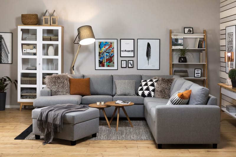 Jalkarahi Nevada säilytyksellä 80x65 - Vaaleanharmaa - Huonekalut - Tuoli & nojatuoli - Jakkara & jalkarahi - Rahi