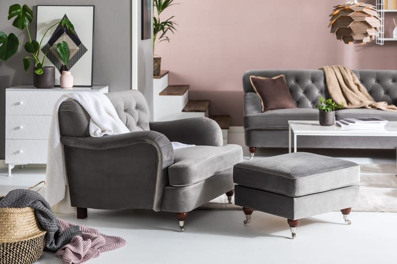 Jalkarahi New Castle - Hopeanharmaa - Huonekalut - Tuoli & nojatuoli - Jakkara & jalkarahi - Rahi