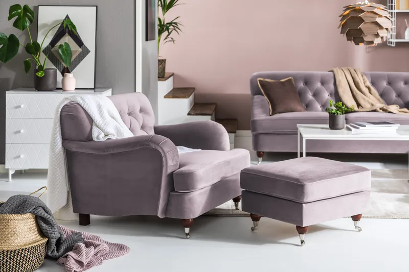 Jalkarahi New Castle Sametti - Liila - Huonekalut - Tuoli & nojatuoli - Jakkara & jalkarahi - Rahi