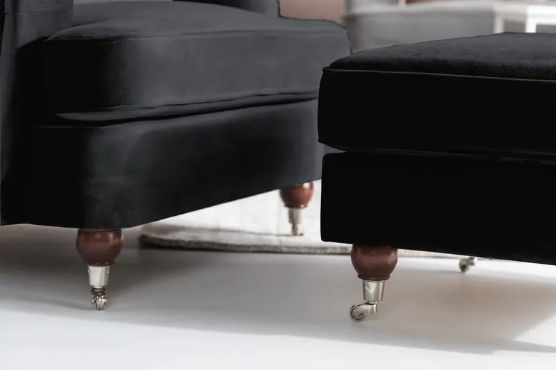 Jalkarahi New Castle Sametti - Musta - Huonekalut - Tuoli & nojatuoli - Jakkara & jalkarahi - Rahi