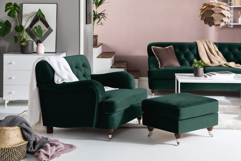 Jalkarahi New Castle Sametti - Tummanvihreä - Huonekalut - Tuoli & nojatuoli - Jakkara & jalkarahi - Rahi