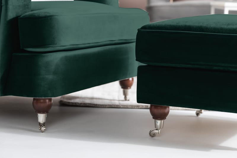 Jalkarahi New Castle Sametti - Tummanvihreä - Huonekalut - Tuoli & nojatuoli - Jakkara & jalkarahi - Rahi