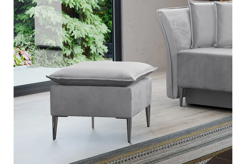 Staffin Fotpall 50 cm NO_BRAND Light grey/Dark grey - Huonekalut - Tuoli & nojatuoli - Jakkara & jalkarahi - Rahi