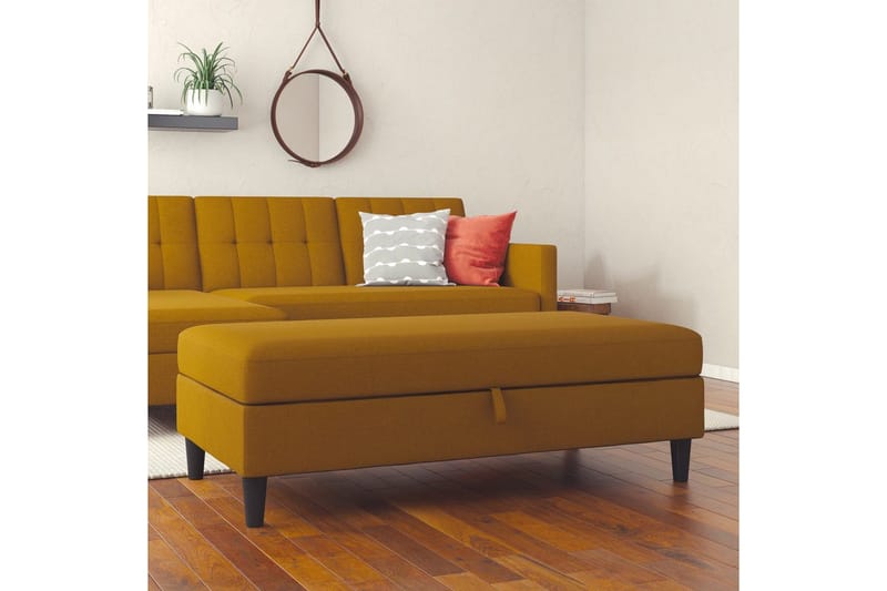 Rahi/Jakkara Hartford Keltainen, Pellavakankaan näköinen (100% polyesteri) - Keltainen, Pellavakankaan näköinen (100% polyesteri) - Huonekalut - Tuoli & nojatuoli - Jakkara & jalkarahi - Rahi