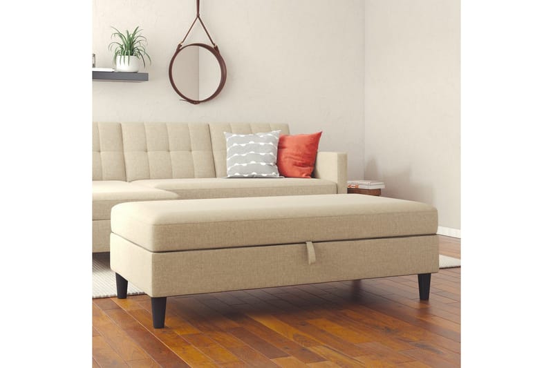 Rahi/Jakkara Hartford Ruskea, Pellavakankaan näköinen (100% polyesteri) - Ruskea, Pellavakankaan näköinen (100% polyesteri) - Huonekalut - Tuoli & nojatuoli - Jakkara & jalkarahi - Rahi