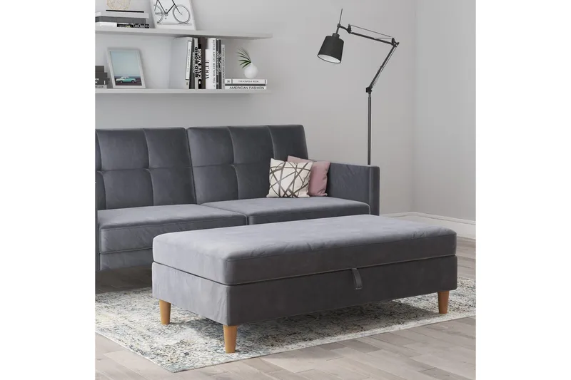 Rahi/Jakkara Lilly Antrasiitti, Sametti/Puu/Muovi - Antrasiitti, Sametti/Puu/Muovi - Huonekalut - Tuoli & nojatuoli - Jakkara & jalkarahi - Rahi