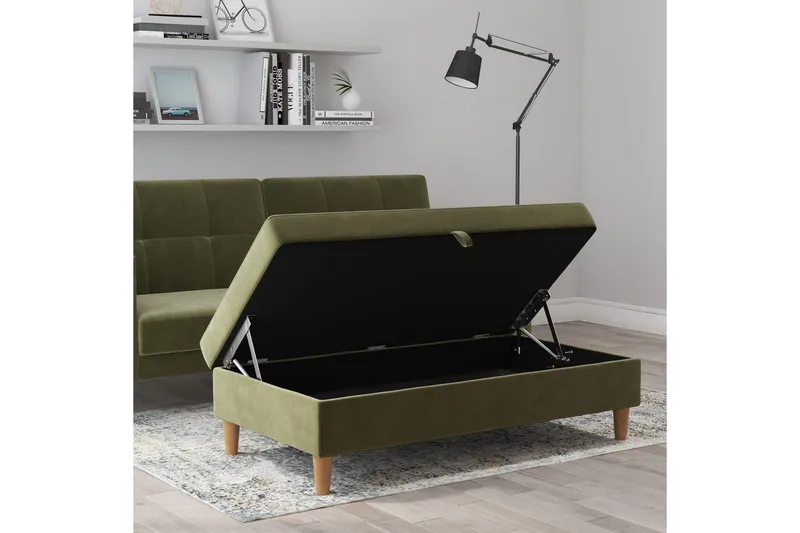 Rahi/Jakkara Lilly Oliivinvihreä, Sametti/Puu/Muovi - Oliivinvihreä, Sametti/Puu/Muovi - Huonekalut - Tuoli & nojatuoli - Jakkara & jalkarahi - Rahi