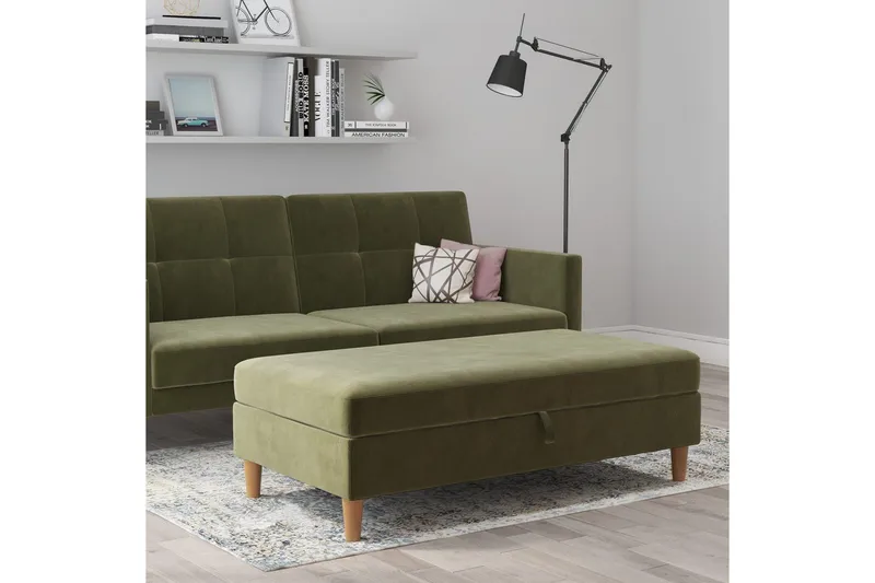 Rahi/Jakkara Lilly Oliivinvihreä, Sametti/Puu/Muovi - Oliivinvihreä, Sametti/Puu/Muovi - Huonekalut - Tuoli & nojatuoli - Jakkara & jalkarahi - Rahi