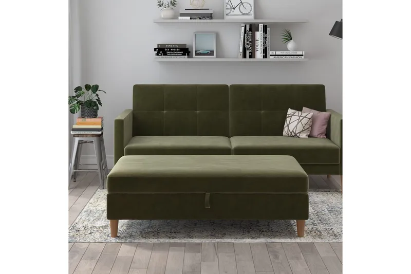 Rahi/Jakkara Lilly Oliivinvihreä, Sametti/Puu/Muovi - Oliivinvihreä, Sametti/Puu/Muovi - Huonekalut - Tuoli & nojatuoli - Jakkara & jalkarahi - Rahi