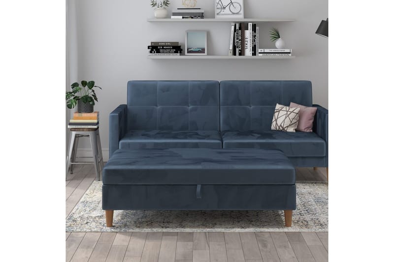 Rahi/Jakkara Lilly Sininen, Sametti/Puu/Muovi - Sininen, Sametti/Puu/Muovi - Huonekalut - Tuoli & nojatuoli - Jakkara & jalkarahi - Rahi