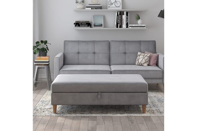 Rahi/Jakkara Lilly Vaaleanharmaa, Sametti/Puu/Muovi - Vaaleanharmaa, Sametti/Puu/Muovi - Huonekalut - Tuoli & nojatuoli - Jakkara & jalkarahi - Rahi